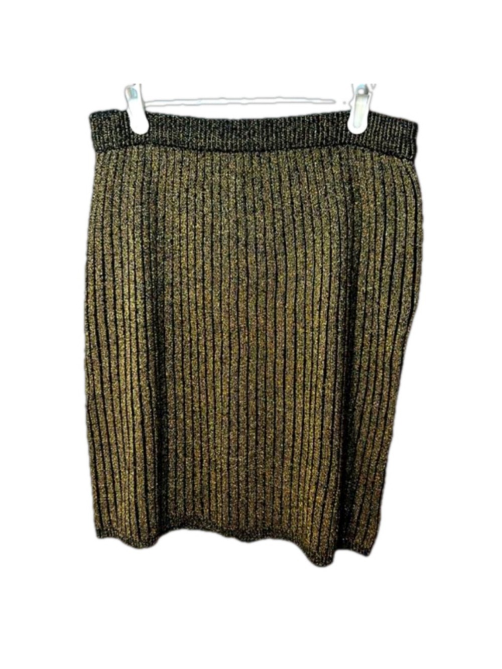 Franco Valeri vintage gold and black ribbed knit pencil skirt medium